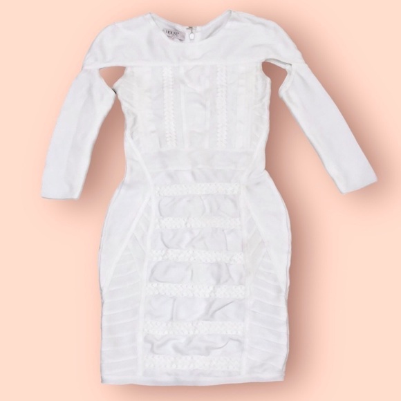 House of CB Bandage Dress Size Small White Cut Out Long Sleeve - Picture 1 of 9